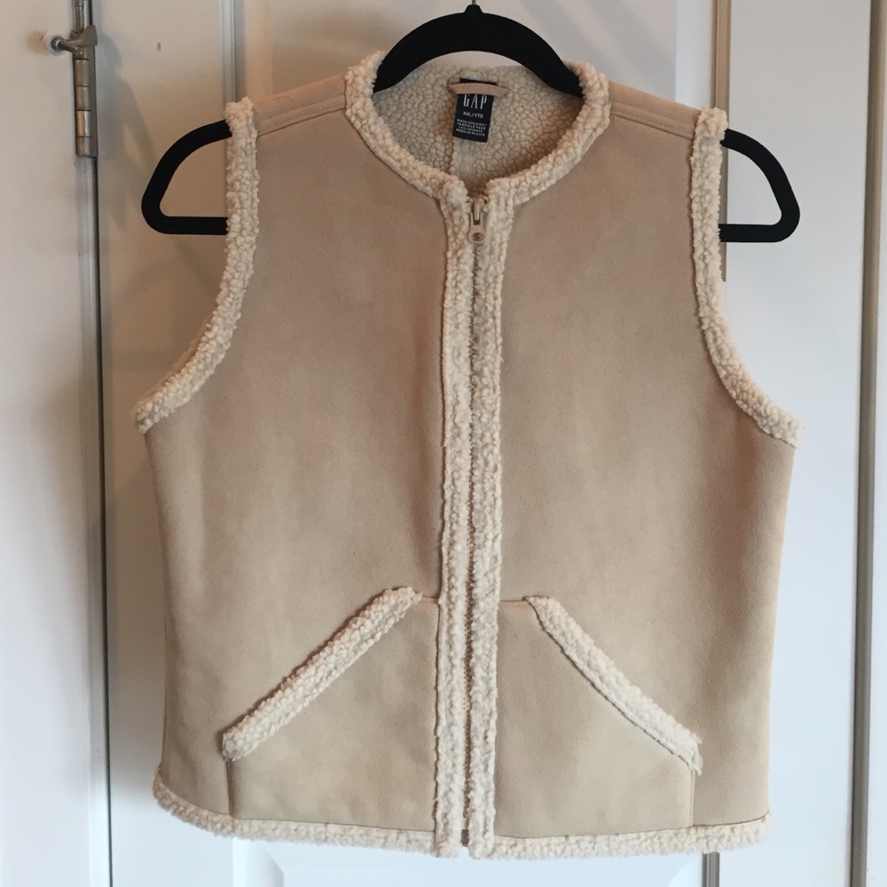 Gap Girls sz XXL suede Sherpa style vest